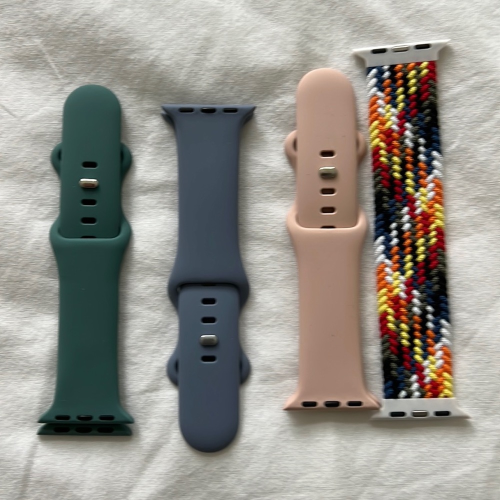Silicone and Braided Replacement Watch Bands - Green, Blue, Blush, Multicolor